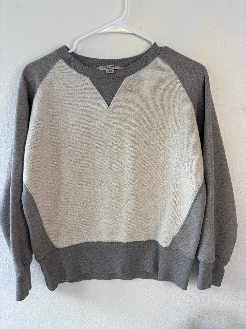 All Saints Gray and Light Gray Raglan Crewneck Sweatshirt -352sku